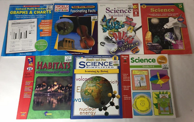 Lot of 7 Science Workbooks Books 4th 5th 6th Grade - Graphs Charts Testing