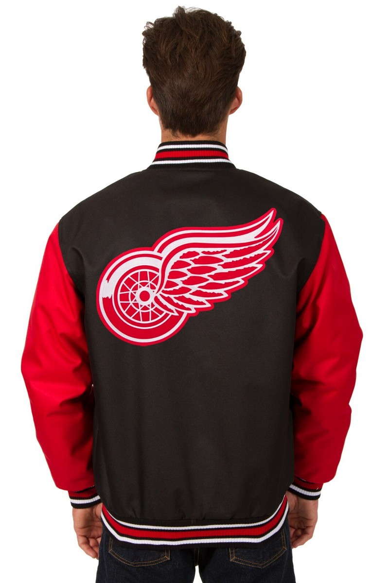 NHL Detroit RedWings JH Designスタジャンジャケット Size M Vintage Rare JH Design Leather Wool Jacket Detroit