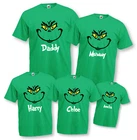 Personalised Grinch Christmas T-Shirt Your Name Family Matching Funny Top Tshirt