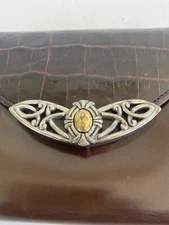 Brighton Brown Patent Leather Bifold Wallet Croc Embossed Change Purse