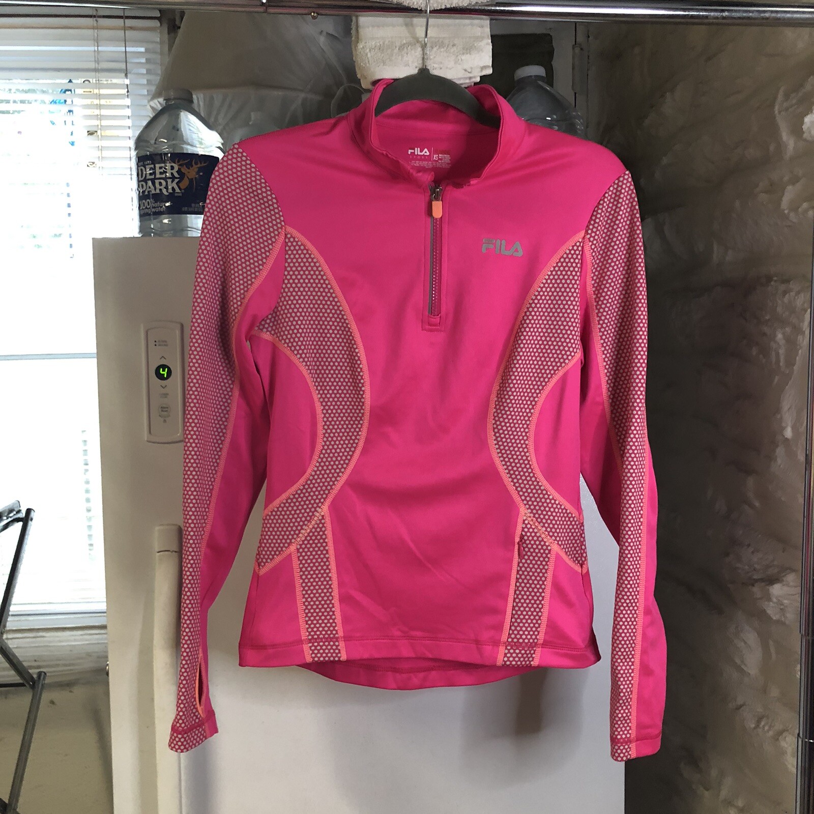 Giacca donna Fila quarto zip XS rosa fori pollice colletto zip tasca atletica
