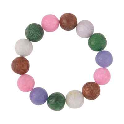 Beautiful! Multi Color Jade (D) 13-15mm Beaded Stretch Bracelet 304.00ctw 6.5''