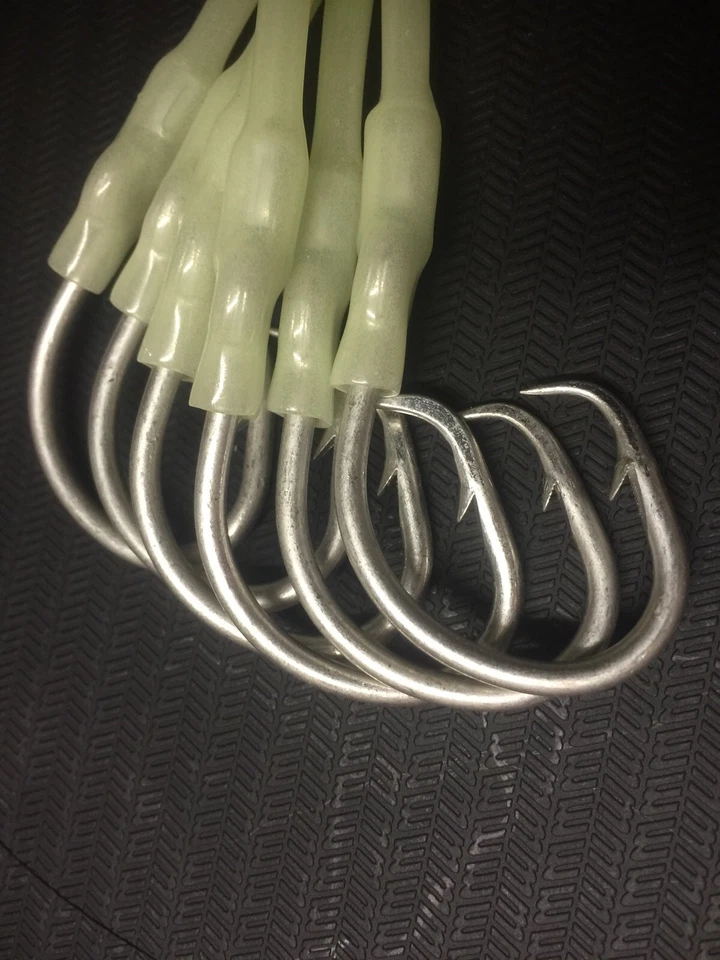 6 X LUMINOUS DROPPERS + 6 X TUNA CIRCLE HOOKS 12/0 ON 150LB JAPAN LINE FULL LUMO - image 4 of 4