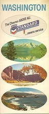 1967 CHEVRON OIL Road Map WASHINGTON Seattle Tacoma Spokane Puget Sound Olympia
