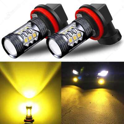 H11 LED イエローフォグ 3000k 黄色 爆光 H8 H9 WS55Y H11 H8 LED Bulbs 3000K Golden Yellow Super Bright Fog Light DRL