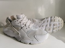 NIKE AIR HUARACHE RUN UK 4 EU 36.5 BOYS GIRLS KIDS WHITE TRAINERS 654275