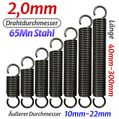 Tension Spring Wire Diameter 2.0mm Extend Spring 65Mn Steel 40mm-300mm Length