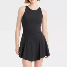JoyLab Women's Scallop Detail Active Dress Black Size XS