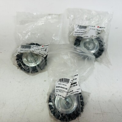 3 Pack - Wurth WIRE BRUSH W/SHANK RIGHT BRAID 75MM (3Inch).  Made in Germany