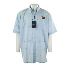 New Chaps Button Front Big and Tall 3XB Shirt Short Sleeve Blue Lime Fruit Print