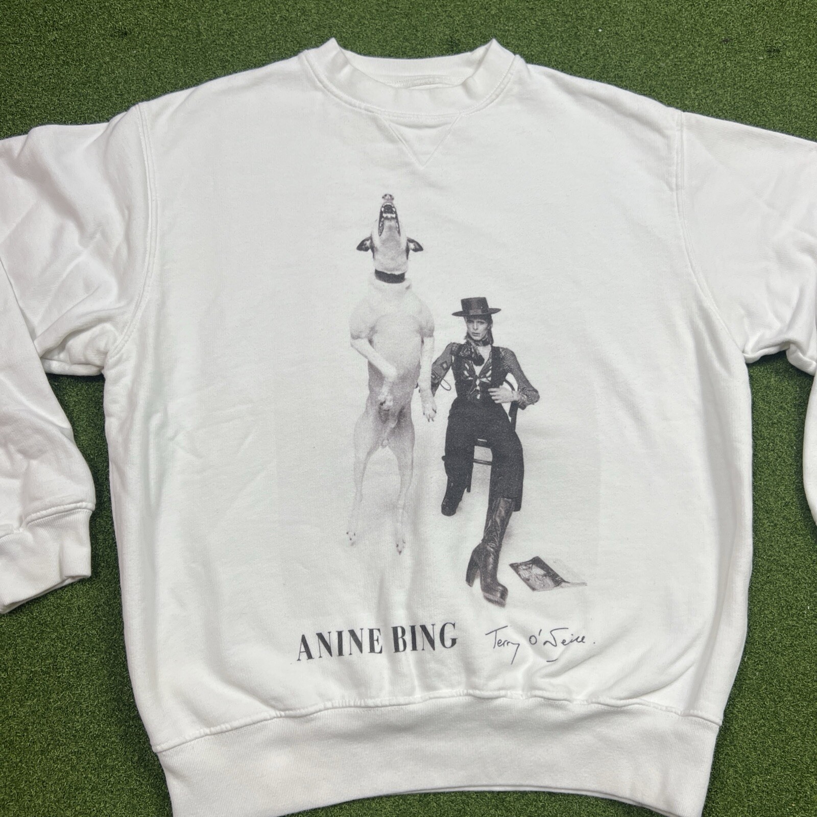 Anine Bing David Bowie Sweatshirt Terry O'Neill Sz XS White image 4