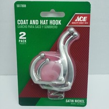 ACE Coat and Hat Hook Satin Nickel 2 Pack   #...