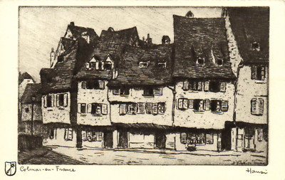 PC HANSI, ARTIST SIGNED, COLMAN EN FRANCE, VINTAGE POSTCARD (b8074)