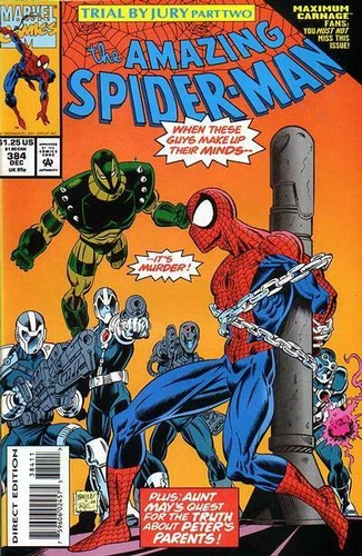AMAZING SPIDER-MAN #384 F/VF Direct, Marvel Comics 1993 Stock Image
