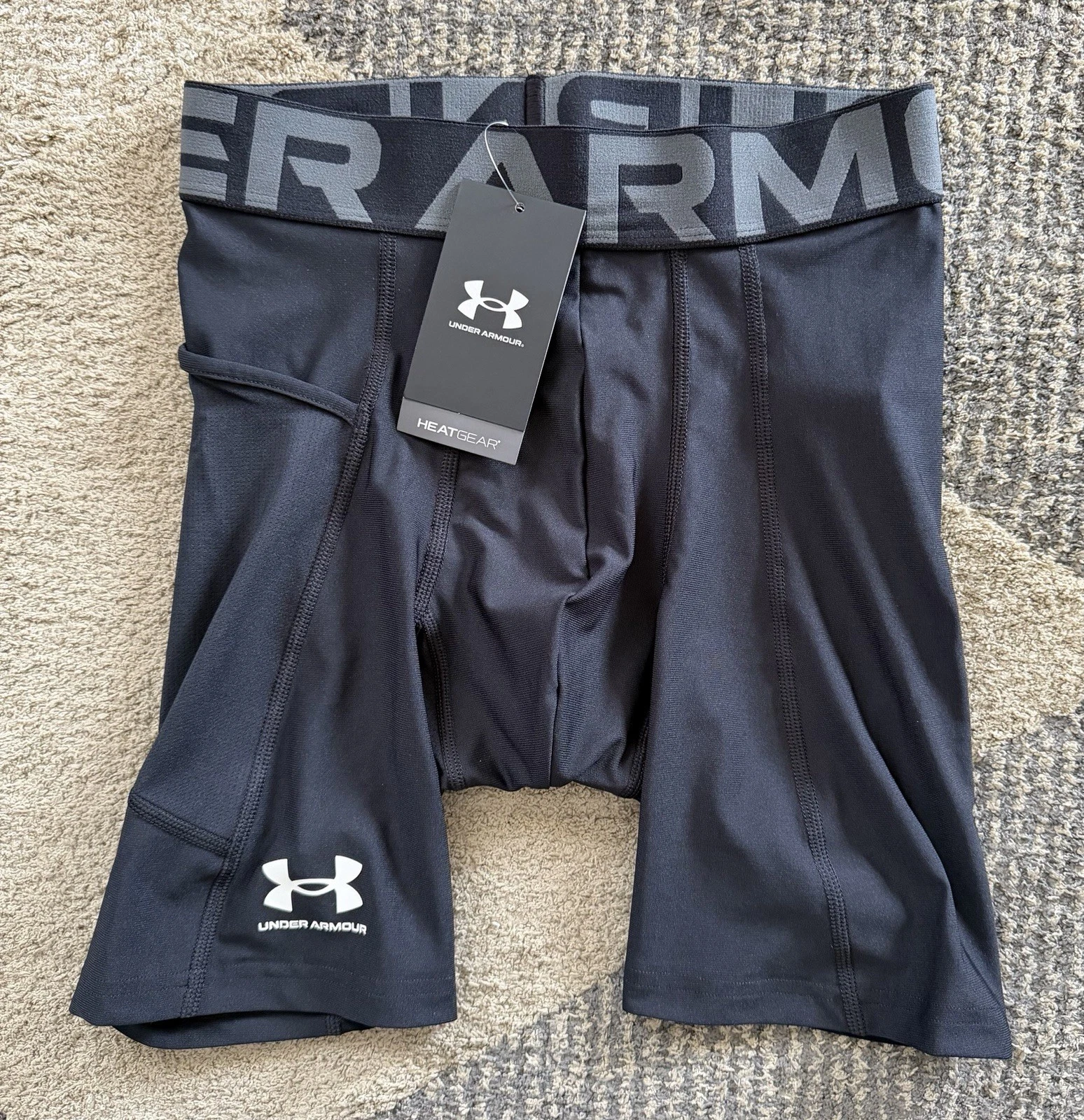 Men’s Under Armour Heat Gear Long Compression Shorts Black Sz Small NWT