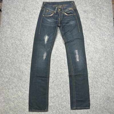 Vintage Replay Jeans Damen 25 x 30 Blau Y2K Niedrige Taille 100 % Baumwolle U...