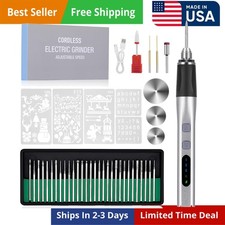 Upgrade 2-Way Rotary Electric Engraving Pen with 37 Bits, Cordless Engraver ...