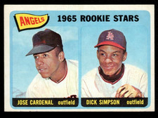 1965 Topps Jose Cardenal Dick Simpson Rookie Stars Card #374 Los Angeles Angels. rookie card picture