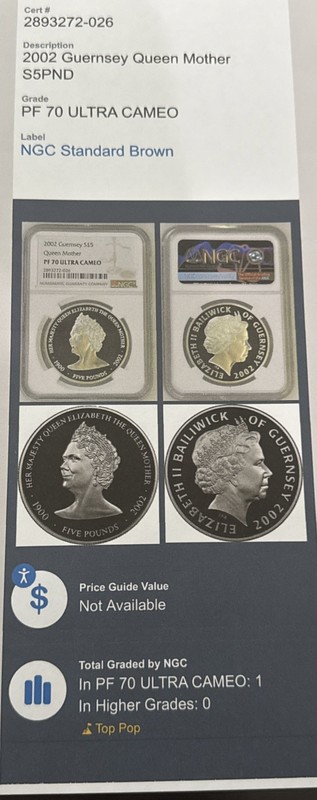 Silver 1oz 999 2002 Queen Mother 1 Of 1 Ngc Pf70 Uc Rare S5& Top Pop 1/1