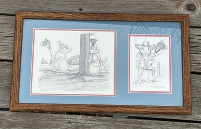 Vintage Sue B Rupp  Mohawk Hares  &  Hare Trigger  Prints Bunny Rabbit  91  92