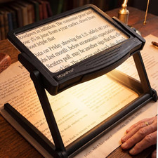 5X LED Page Magnifying Glass with Detachable Stand 3 Color Modes Reading