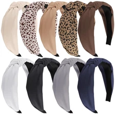Headbands for Women, 9Pcs Fashion Knotted Headband Leopard Print Knot Hairband,