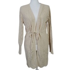Cárdigan NKN Nekane Crudo Beige Lentejuelas Tejido Cordón Cintura Pequeño/Mediano Nuevo con Etiquetas