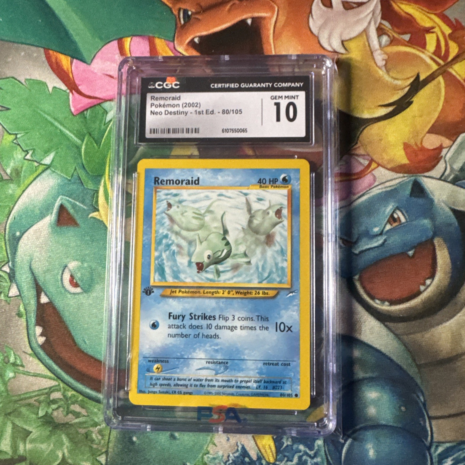 CGC GEM MINT 10 Pokemon Remoraid 80/105 2002 Neo Destiny 1st Edition