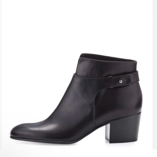 VINCE Harriet Leather Boot Ankle Booties Almond Toe in Black Leather Size 11 - Picture 2 of 10