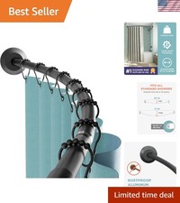 Elegant Curved Shower Rod in Matte Black - Tension or Permanent Mount, 50-72"