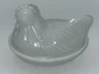Vintage Anchor Hocking White Milk Glass Chicken Hen on Nest Covered Dish Easter