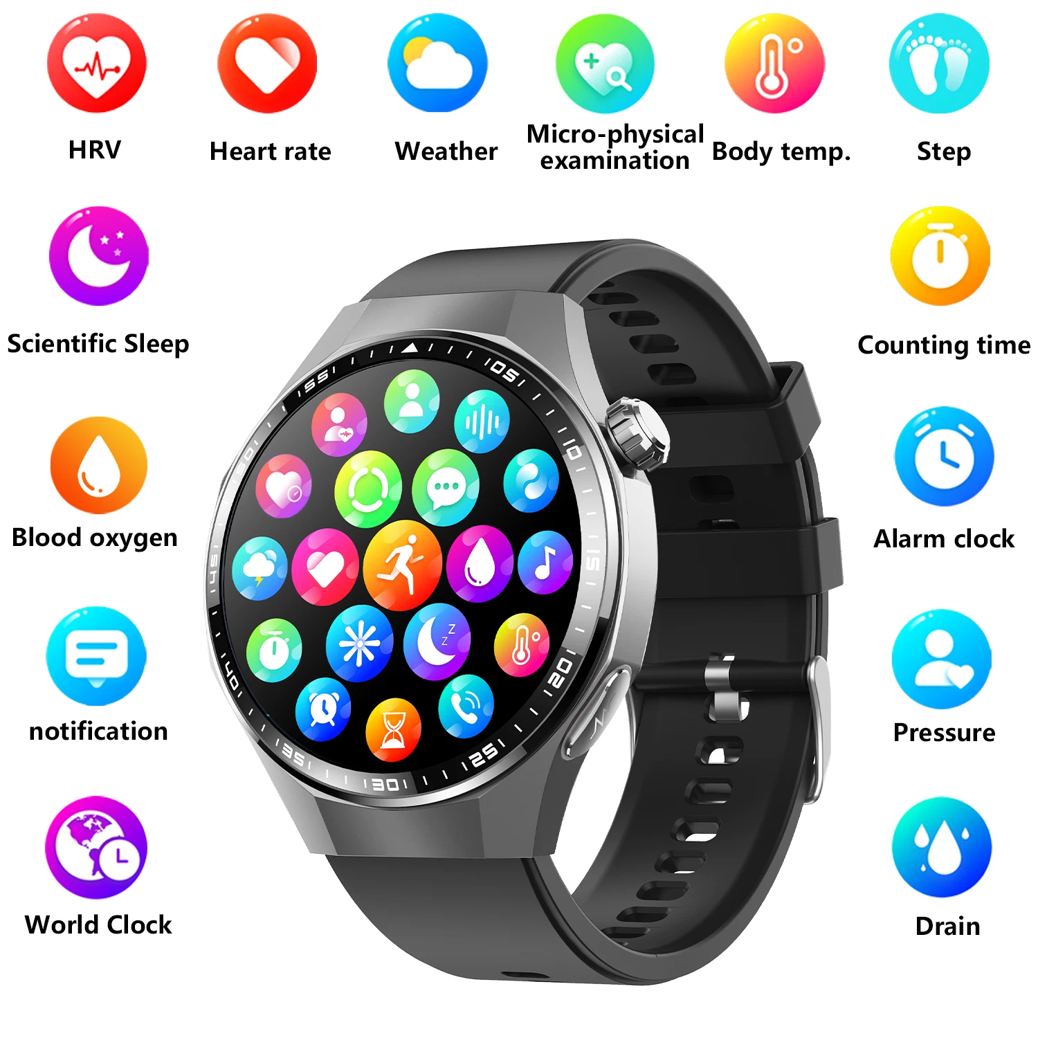 Elderly Health Smart Watch Fall Detection Blood pressure sports SOS, HRV report