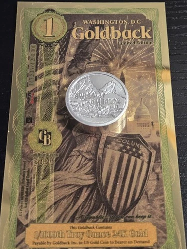 Vintage Swiss Of America 1 Troy Oz .999 Fine Silver Rolo Round And 1 Goldback