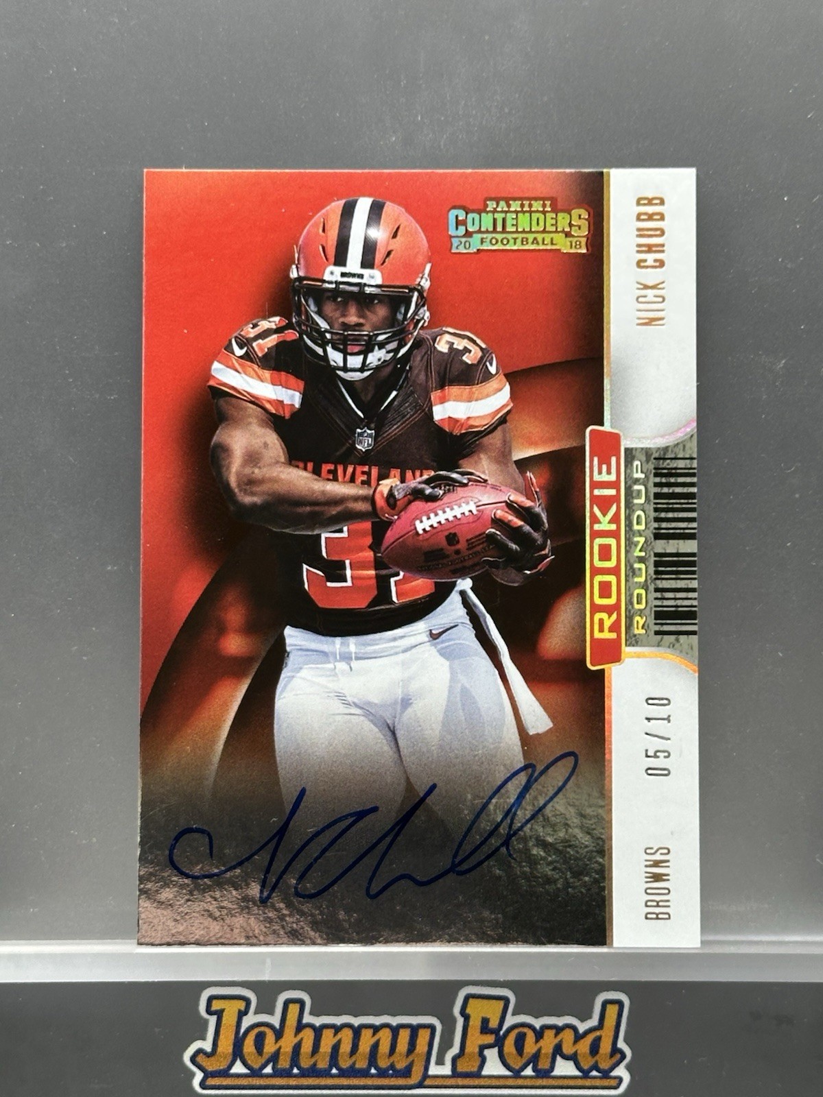 Nick Chubb Panini Contenders Rookie Roundup Rps Autographs #RRANC Gold