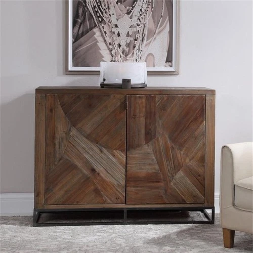 Uttermost Evros 2-Door Reclaimed Wood and Iron Sideboard in Aged Gunmetal Gray - Picture 2 of 7