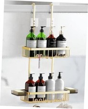 Over the Door Shower Caddy Hanging With Double Soap Holder Never Rust Gold