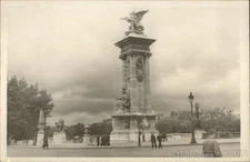 France Large Monument Park Original Vintage Real Photo Postcard RPPC