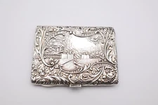 Beautiful Antique Silver Picture Cigarette Case Hallmarked Birmingham 1900