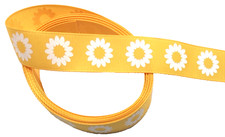 3 yards 7/8" Large Daisy Floral Design on Orange Grosgrain Ribbon 100 polyester