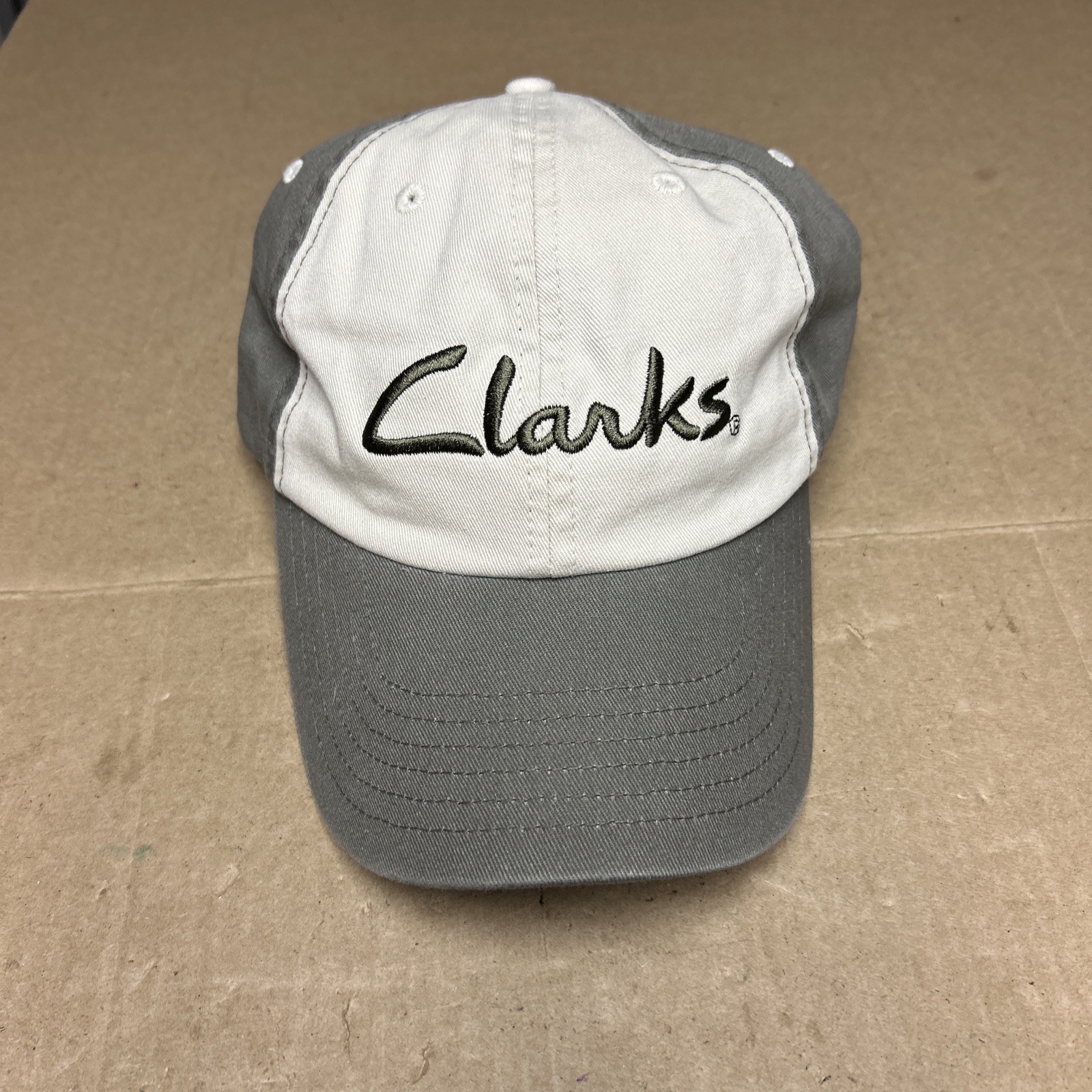 Clarks Footwear Shoes Cap Hat Green Beige Mens Adjustable Snapback Embroidered