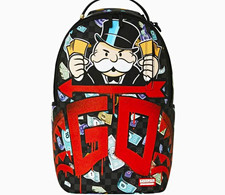 Sprayground Monopoly Mr. Monopoly Money Graphic Backpack Black Red Medium Zip