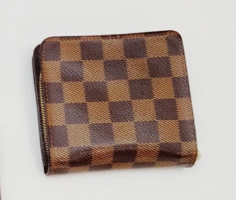 ¡VENDEDOR DE ESTADOS UNIDOS! Cartera Louis Vuitton Damier Level de lona compacta con cremallera doble cremallera Foto 2 de 4