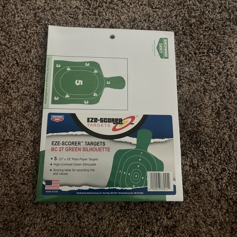 BC EZE-Scorer Targets 23"x35" Green Silhouette & Score Table (5 Pack) #BC-37045