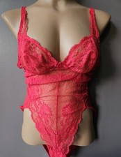 Scarce Vintage 80s Victoria's Secret Teddy Bodysuit Red Lace Mesh Lingerie Sz M