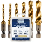 Rennie Tools 6 Piece Combination HSS Drill And Tap Set M3 M4 M5 M6 M8 & M10