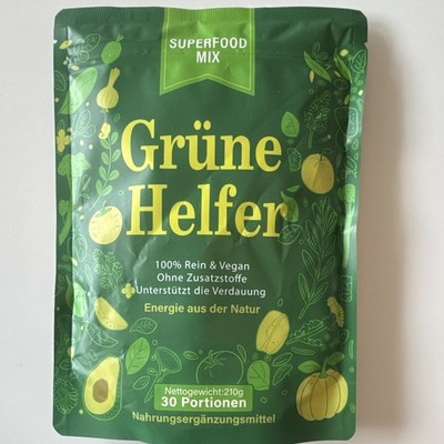 Grüne Helfer Superfood Mix Pulver 210 g vegan ohne Zusatzstoffe, Verdauung