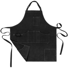 Chef Apron Canvas Men Women Cooking Kitchen BBQ Work Bib With Pockets Adjustable