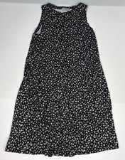 Loft Outlet Women Petite XS Dress Black White Floral Sleeveless Sundress Rayon