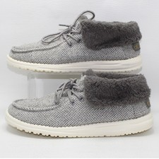 Hey Dude Britt Herringbone Grey Faux Fur Lined Ankle Boots Womens 9 121773133