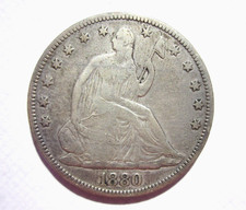 1880 SEATED LIBERTY HALF DOLLAR 50c COIN PHILADELPHIA MINT NICE COLLECTOR RARE